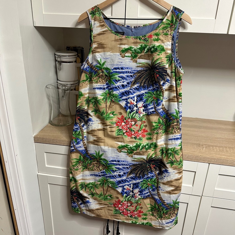 Talbots Hawaiian Tropical Island Shift Dress Womens 10 Beach Cotton Lined NWT